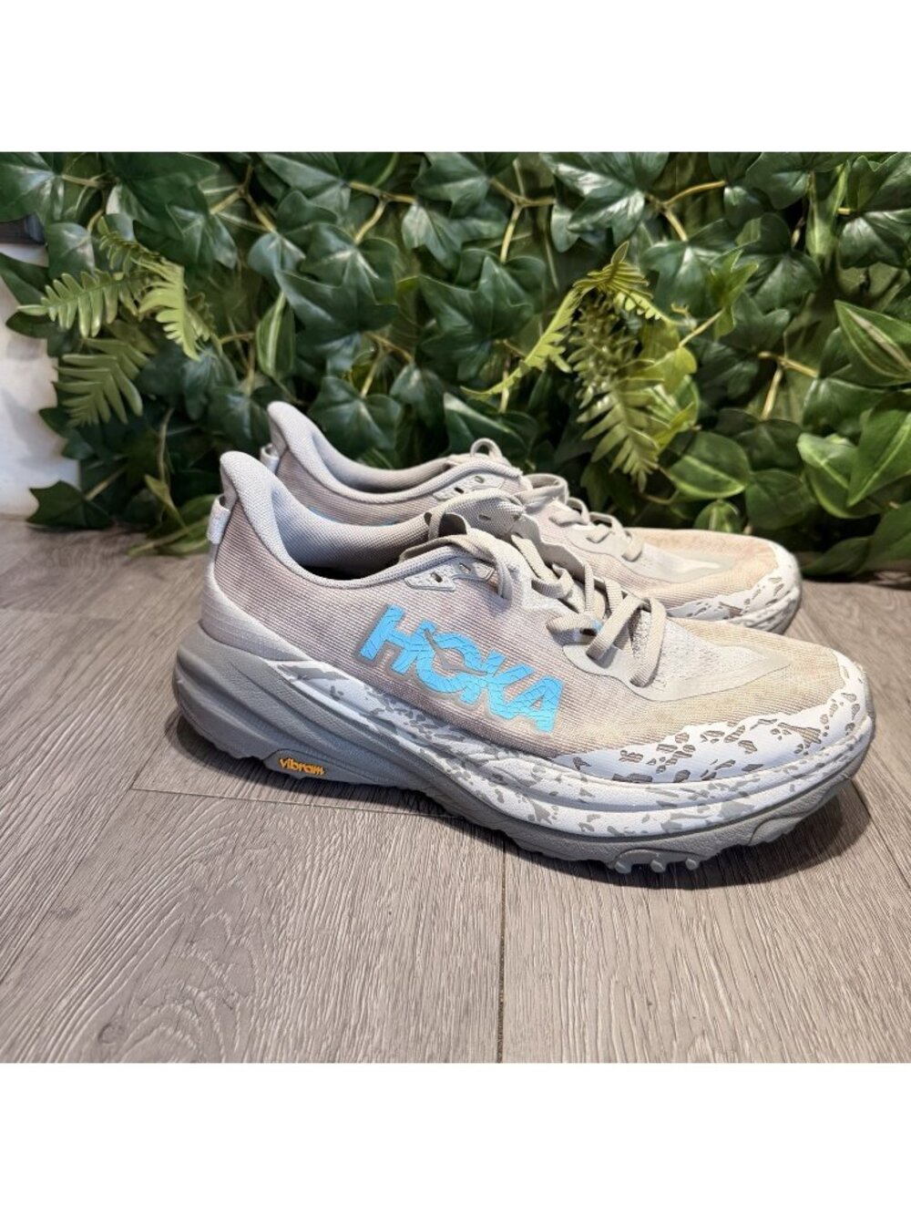 Hoka One One Speedgoat 6 Gray Blue Trail Running Shoes 1147791 GCG Women 10 D